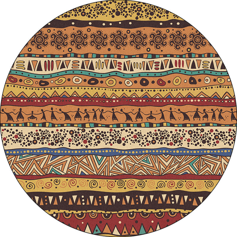 Avtoit | Americana Tribal Pattern Rug Red and Brown Polyester Rug Machine Washable Non-Slip Area Rug for Bedroom