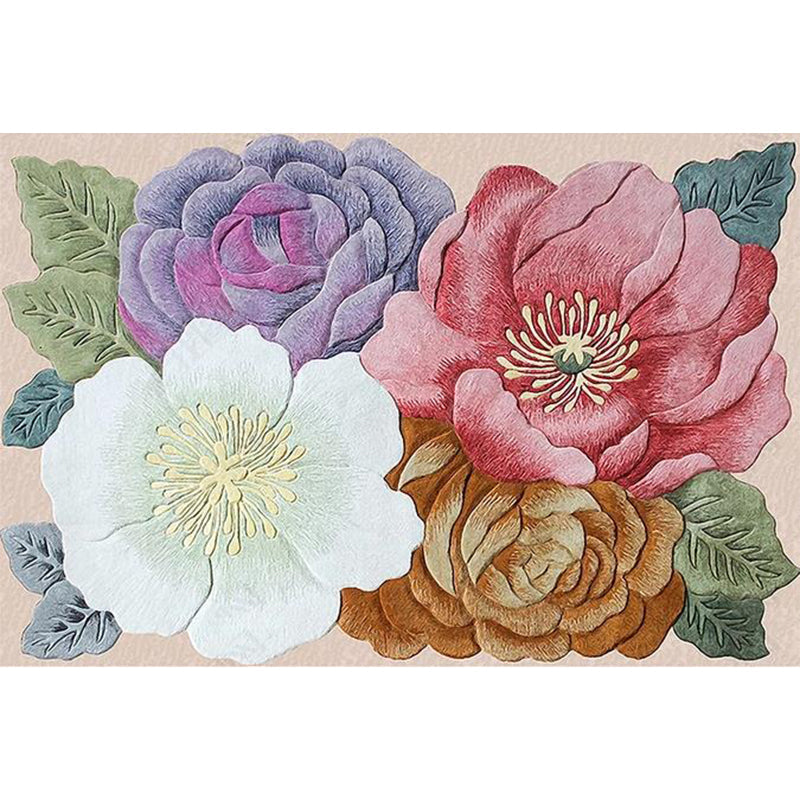 Avtoit | Retro floral pattern rug Multicolor shabby chic rug polyester washable non-slip bottom rug for living room