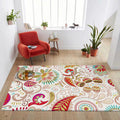 Avtoit | Vintage Paisley Pattern Rug White Polyester Rug Machine Washable Non-Slip Rug for Bedroom