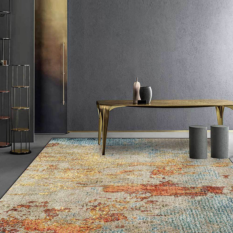 Avtoit | Stylish Abstract Rug Orange Industrial Rug Polyester Washable Non-Slip Back Rug for the Living Room