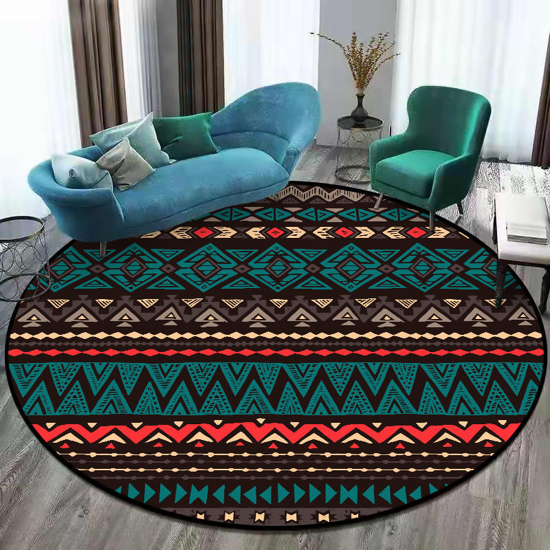 Avtoit | Green Southwest Carpet Polyester geometric pattern rug washable non-slip backing rug for living room