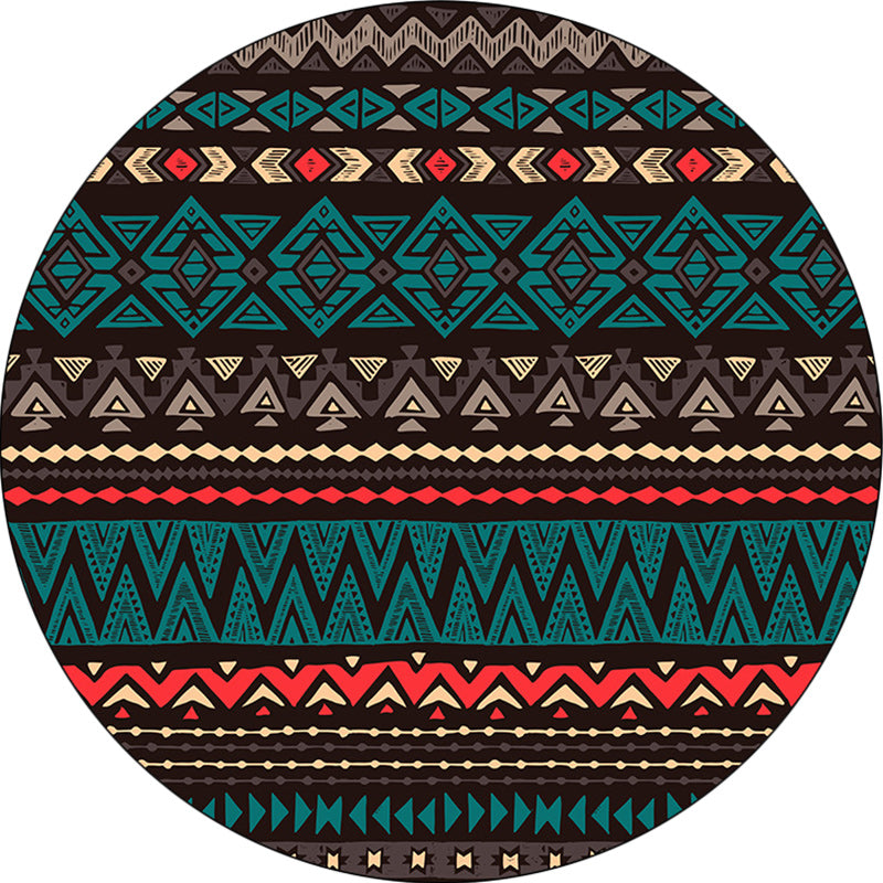Avtoit | Green Southwest Carpet Polyester geometric pattern rug washable non-slip backing rug for living room