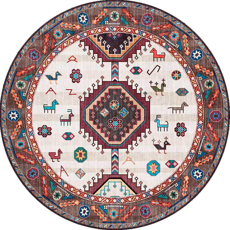 Avtoit | Brown and Beige Southwestern Carpet Polyester Tribal Pattern Carpet Washable Non-Slip Back Carpet for Living Room