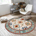 Avtoit | Vintage Southwest Pattern Rug with floral apricot and blue tribal rug, polyester washable, non-slip backing area rug for living room