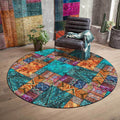 Avtoit | Vintage Tribal Pattern Rug Green Tribal Rug Polyester Washable Non-Slip Mat Rug for Living Room