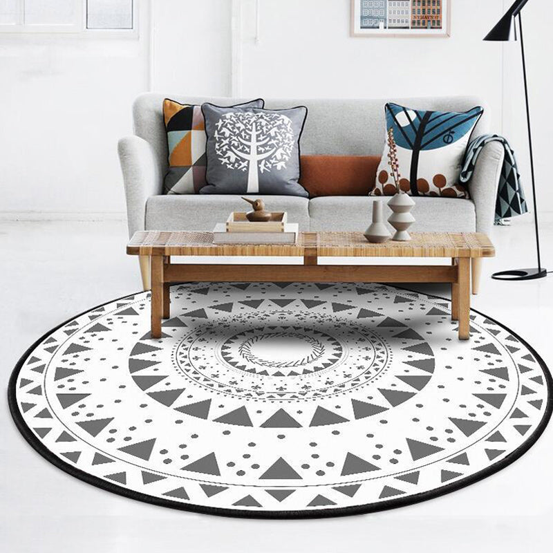 Avtoit | Americana concentric circles pattern rug white polyester machine washable non-slip rug for bedroom