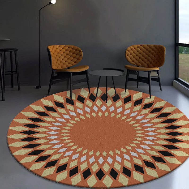 Avtoit | Orange Sou'wester Carpet Polyester Geometric Pattern Carpet Washable Non-Slip Underlay Carpet for Living Room