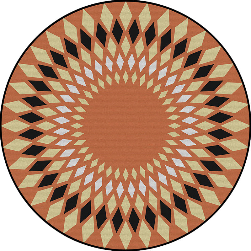 Avtoit | Orange Sou'wester Carpet Polyester Geometric Pattern Carpet Washable Non-Slip Underlay Carpet for Living Room