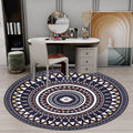 Avtoit | Vintage concentrated circles pattern rug blue and green tribal rug polyester washable with anti-slip backing rug for living room