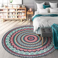 Avtoit | Red and green southwestern carpet polyester concentric circles pattern carpet washable non-slip backing carpet for living room