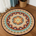 Avtoit | Traditional concentric circle patterned rug with floral orange tribal rug made of polyester washable non-slip backing rug for the living room