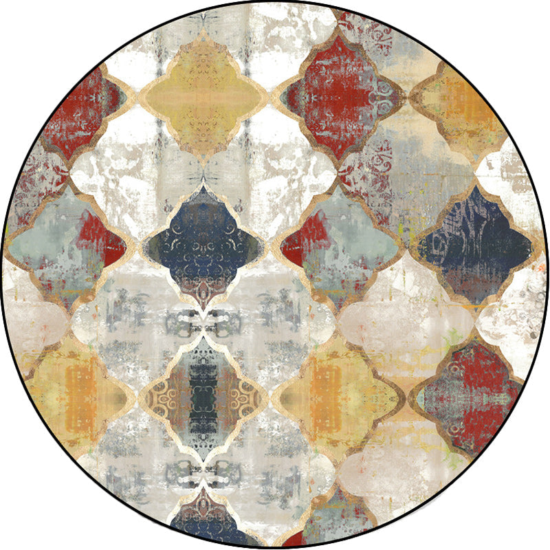 Avtoit | Persian Azulejo Pattern Rug Red and White Polyester Rug Machine Washable Nonslip Rug for the Bedroom