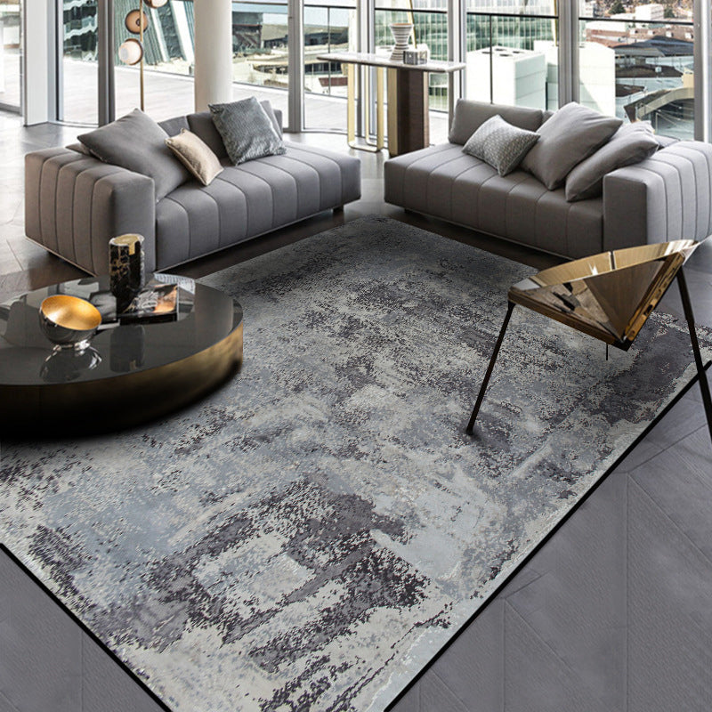 Avtoit | Scandinavian Modern Carpet in Gray Abstract Cement Pattern Carpet Polyester Washable Non-Slip Rug for Home Decoration