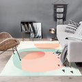 Avtoit | Novelty Living Room Rug in Orange and Green Color Block Triangle Print Rug Polyester Washable Area Rug