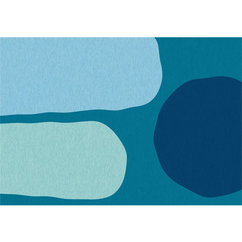 Avtoit | Blue Bedroom Rug Novelty Color Box Pattern Rug Polyester Machine Washable Rug