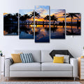 Avtoit | Tropix Sunset Glow Wall Decoration Print in Orange Palm and Pool Canvas for Room