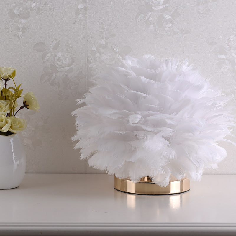 Avtoit | Luxury Feather Table Lamp Bedroom or Nightstand Light