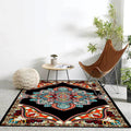 Avtoit | Mediterranean Moroccan carpet in red and black medallion floral pattern carpet polyester non-slip flooring for living room decoration
