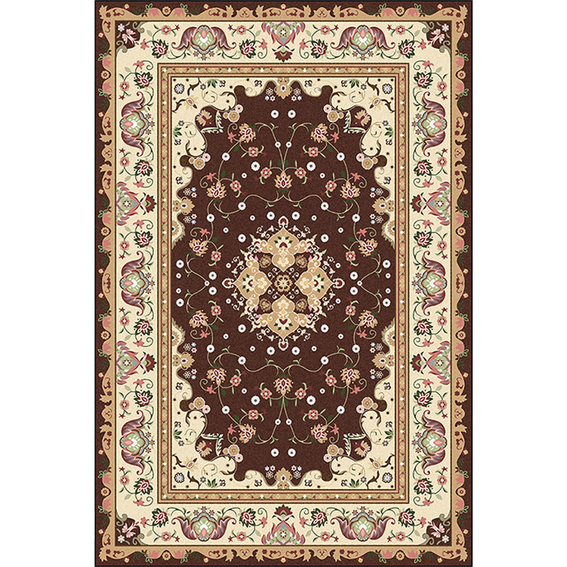 Avtoit | Multicolored bedroom rug Moroccan medallion floral pattern rug made of polyester pet-friendly rug