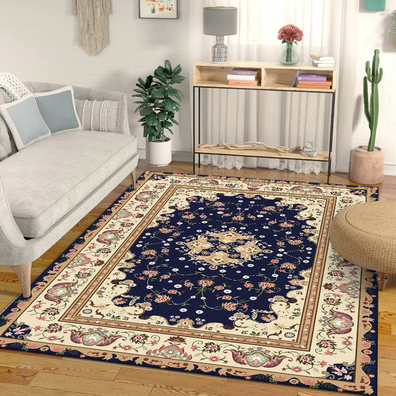 Avtoit | Multicolored bedroom rug Moroccan medallion floral pattern rug made of polyester pet-friendly rug