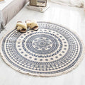 Avtoit | White Southwestern Carpet Linen Floral and Concentrated Circles Pattern Carpet Washable Carpet for Living Room