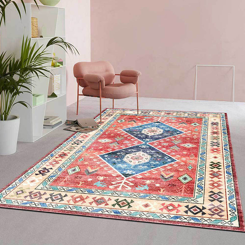Avtoit | Classic tribal pattern carpet light red southwest carpet polyester machine washable non-slip back carpet for bedroom