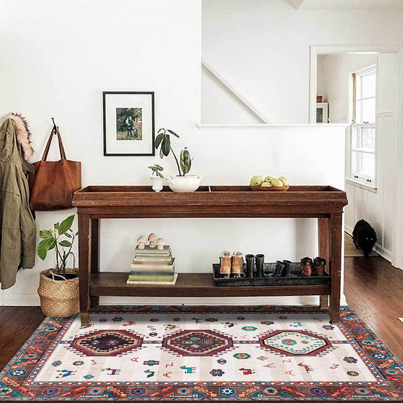 Avtoit | Classic Tribal Pattern Rug Brown and Beige Southwestern Rug Polyester Machine Washable Non-Slip Back Rug for Bedroom