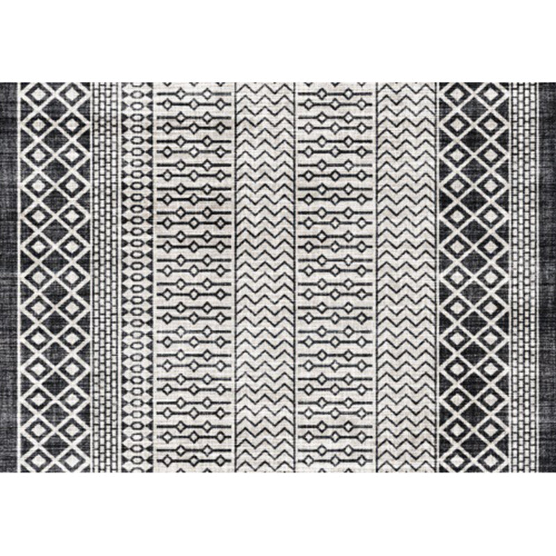 Avtoit | Southwestern Living Room Rug in Gray Geometric Stripes Diamond Print Rug Polyester Machine Washable Area Rug