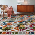 Avtoit | Southwest Living Room Carpet Colorful Geometric Diamond Print Carpet Polyester Machine Washable Area Rug