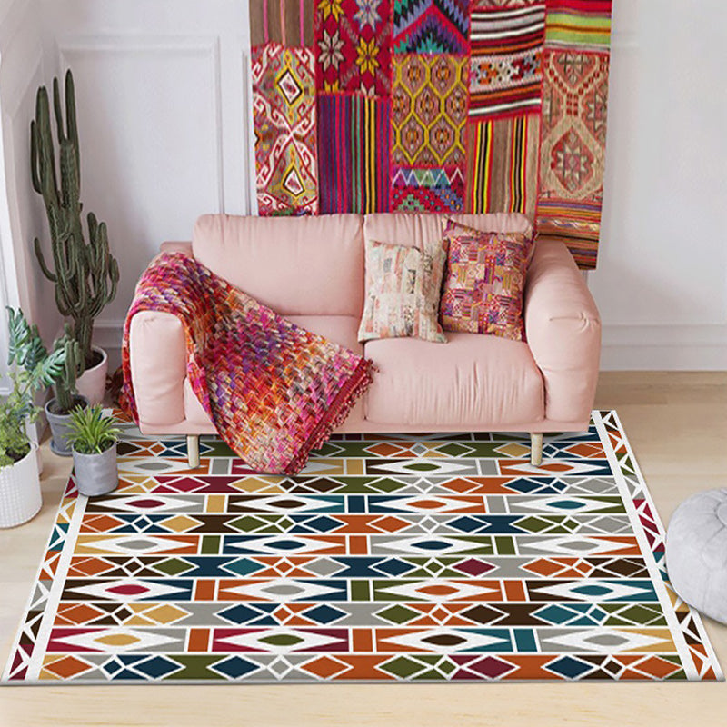 Avtoit | Southwest Living Room Carpet Colorful Geometric Diamond Print Carpet Polyester Machine Washable Area Rug