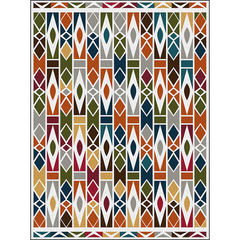 Avtoit | Southwest Living Room Carpet Colorful Geometric Diamond Print Carpet Polyester Machine Washable Area Rug