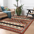 Avtoit | Vintage Tribal Print Rug Red Americana Rug Polyester Machine Washable Non-Slip Back Rug for Bedroom