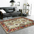 Avtoit | Unique Tribal Pattern Rug Green and Red Southwest Rug Polyester Machine Washable Non-Slip Back Rug for Bedroom