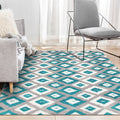 Avtoit | Blue and Gray Bedroom Rug Novelty Geometric Diamond Pattern Area Rug Polyester Pet-Friendly Rug