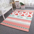 Avtoit | Pink Bedroom Rug Southwestern Geometric Striped Pattern Area Rug Polyester Pet-Friendly Rug