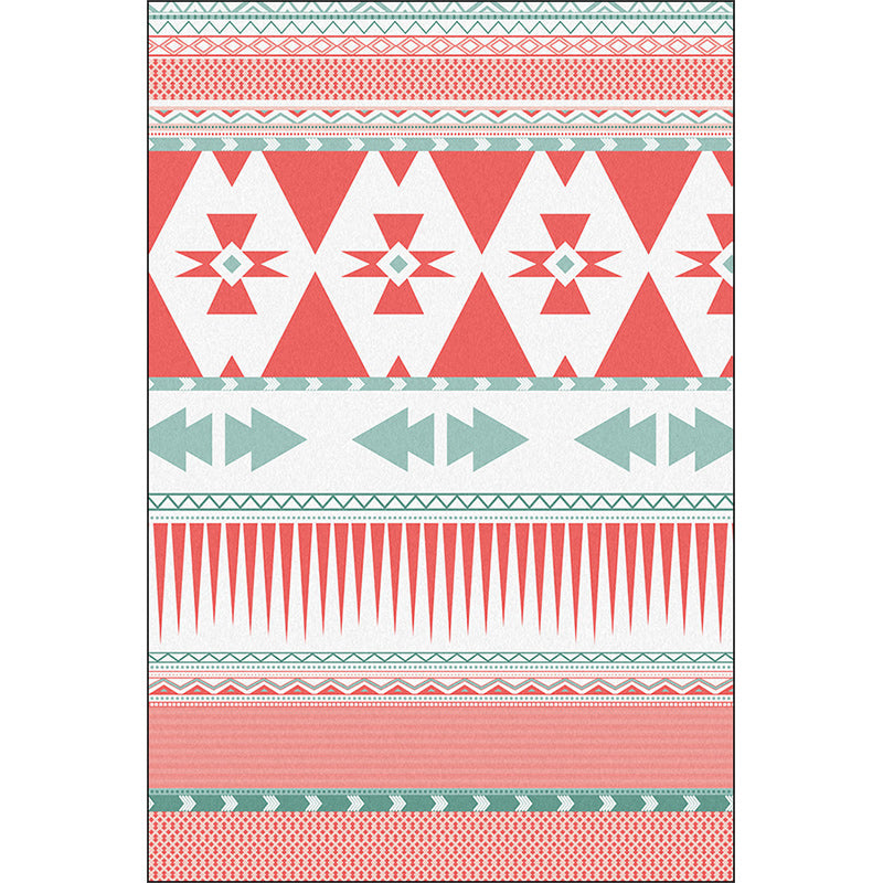 Avtoit | Pink Bedroom Rug Southwestern Geometric Striped Pattern Area Rug Polyester Pet-Friendly Rug