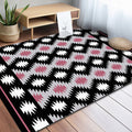 Avtoit | Southwestern Living Room Rug in Black Geometric Print Rug Polyester Stain Resistant Washable Area Rug
