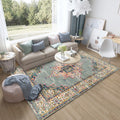 Avtoit | Moroccan living room rug in green medallion floral pattern rug polyester non-slip backing rug