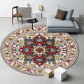 Avtoit | Classic medallion pattern rug with floral blue and red tribal rug made of washable polyester non-slip backing rug for the living room
