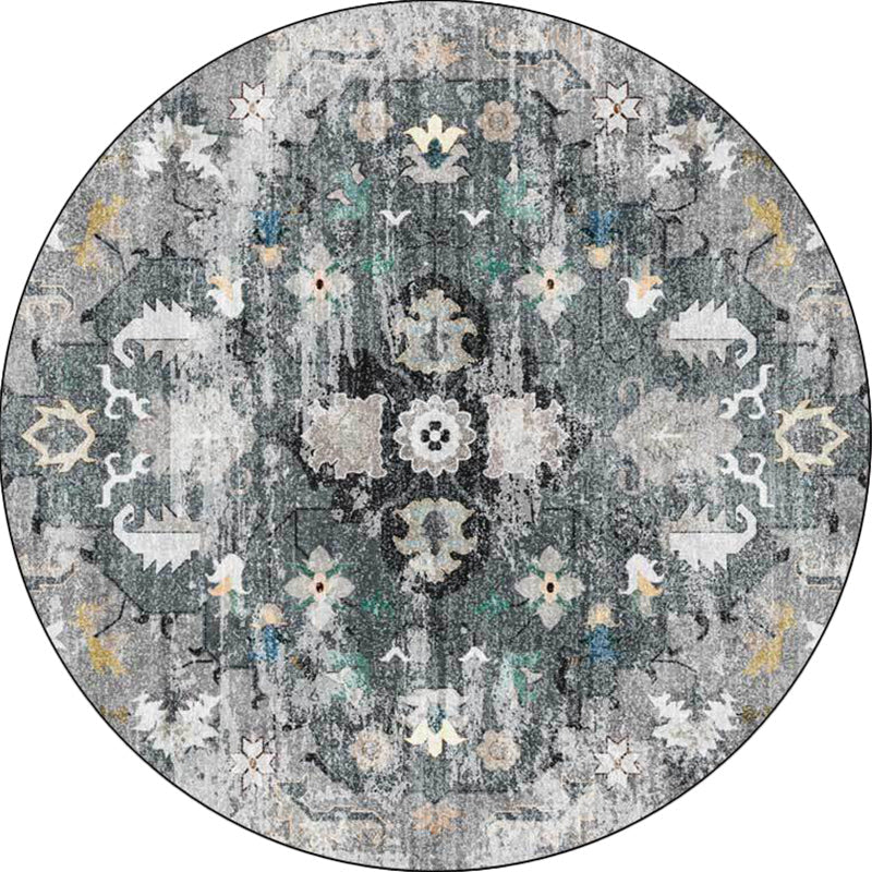 Avtoit | Persian Medallion Pattern Carpet Pink and Green Polyester Carpet Machine Washable Non-Slip Carpet for the Bedroom