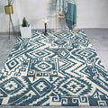 Avtoit | Tribal Southwest rug in blue and white geometric pattern rug polyester pet-friendly rug for home decoration