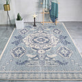 Avtoit | Persian Moroccan carpet in blue medallion flower petal pattern carpet polyester non-slip carpet for home decoration