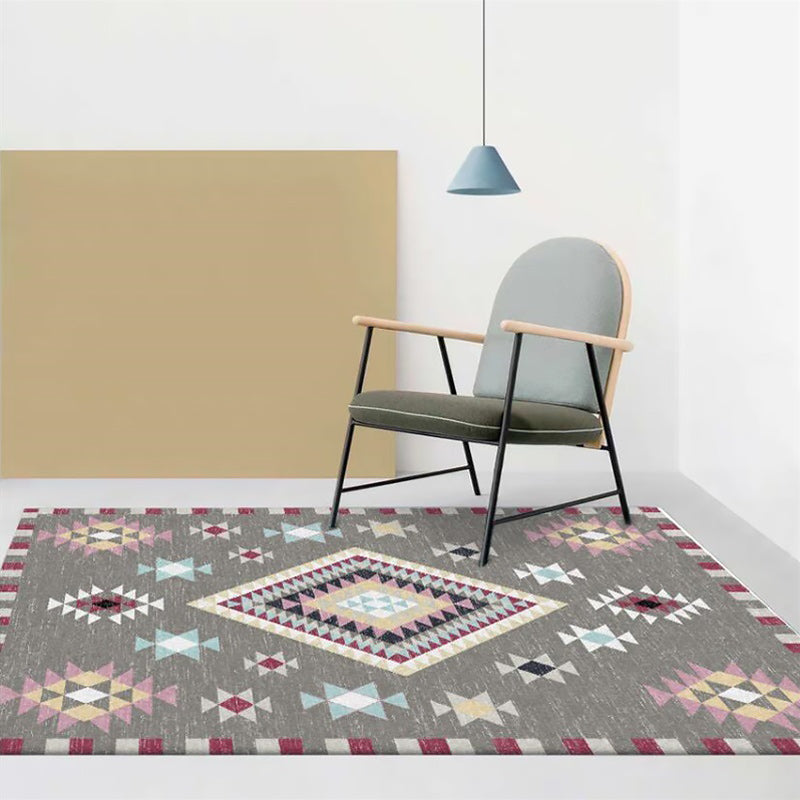 Avtoit | American Southwest rug in gray geometric diamond pattern Rug Polyester washable Rug for home decoration