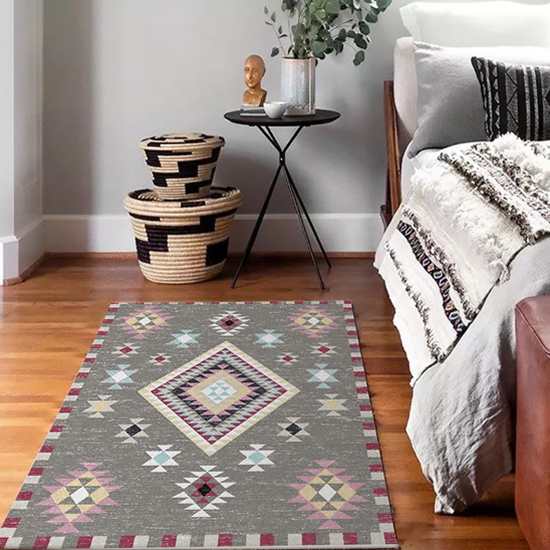 Avtoit | American Southwest rug in gray geometric diamond pattern Rug Polyester washable Rug for home decoration
