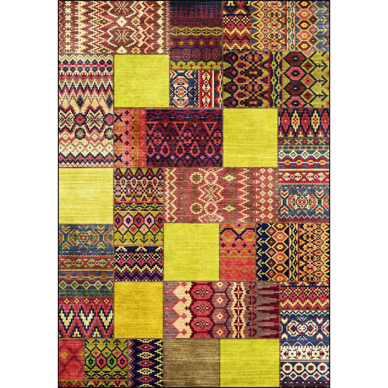 Avtoit | Classic tribal pattern carpet Yellow and Brown Southwestern carpet Polyester machine washable non-slip backing carpet for the bedroom