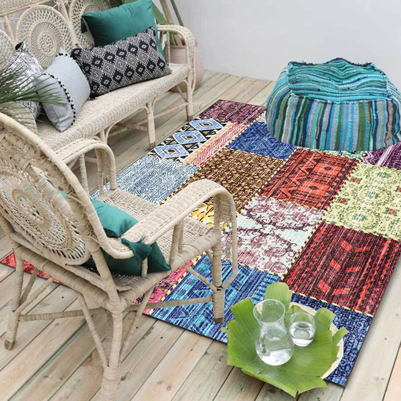 Avtoit | Multicolored Southwest Carpet Polyester Tribal Pattern Carpet Washable Non-Slip Back Area Rug for Living Room