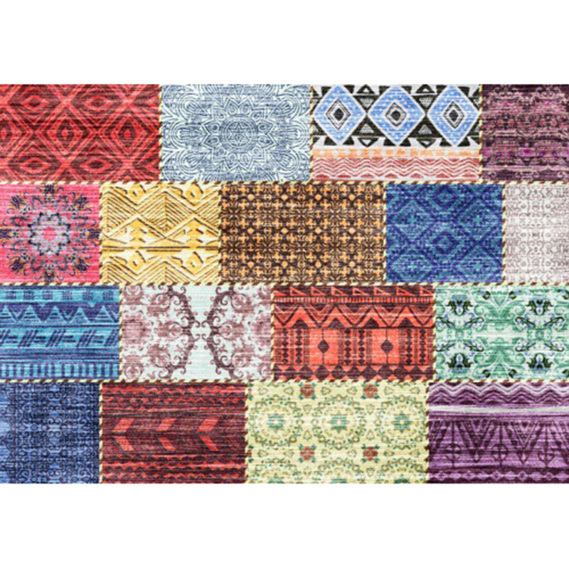 Avtoit | Multicolored Southwest Carpet Polyester Tribal Pattern Carpet Washable Non-Slip Back Area Rug for Living Room