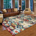 Avtoit | Retro Tribal Pattern Rug Multicolor Polyester Rug Machine Washable Non-Slip Backing Rug for Living Room