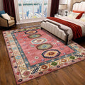 Avtoit | American Tribal Pattern Rug Pink Polyester Rug Machine Washable Non-Slip Back Area Rug for Bedroom