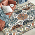 Avtoit | Southwest Tribal Pattern Rug Green Polyester Rug Machine Washable Non-Slip Back Rug for Living Room